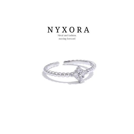 NYXORA Stainless Steel Cubic Zirconia Flower